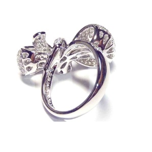 KOK Classic Bow-knot 18k Solid White Gold Diamond Cluster Pave Setting Wedding Party Gift Ring - Product Image 3