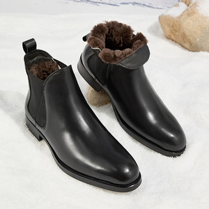 Bottes Martin en cuir de vachette à semelle épaisse, fermeture éclair latérale en cuir véritable, motifs sculptés à la main de style anglais - Product Image 4