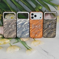 Coque de téléphone antichoc à paillettes effet vague d'eau avec perles 3D et nœuds, motif orange tendance, bracelet diamant pour iPhone 17, 16, 11