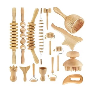 Kit professionnel de 16 outils de massage en bois pour drainage lymphatique, outils de massage en bois pour sculpter le corps, kit de madérothérapie - Product Image 1