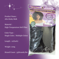 Cabello Afro Natural Rizado en Paquetes de 12 Pulgadas y 100g, Especificaciones Estándar, Fibra PET de Alta Calidad, Control de Calidad Garantizado, Extensiones de Cabello Sintético para Trenzas
