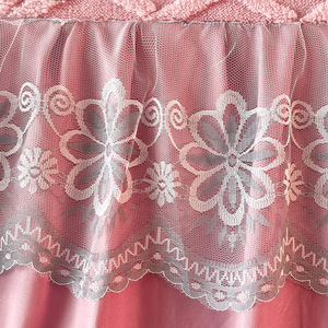 Ensemble de jupe de lit en flanelle jacquard chaude avec dentelle florale, volant anti-poussière, housse de matelas douce et pelucheuse antidérapante, literie chaude d'hiver, taille personnalisée - Product Image 6