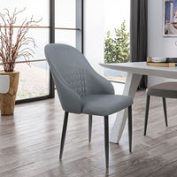 Ensemble de chaises de salle à manger modernes nordiques avec revêtement en cuir, pieds en acier inoxydable, design sans accoudoirs de luxe pour la maison