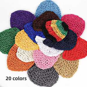 Bonnet en maille crochetée en rayonne épaisse pour <span class=keywords><strong>femme</strong></span>, couvre-chignon court, ornement pour dormir - Product Image 3