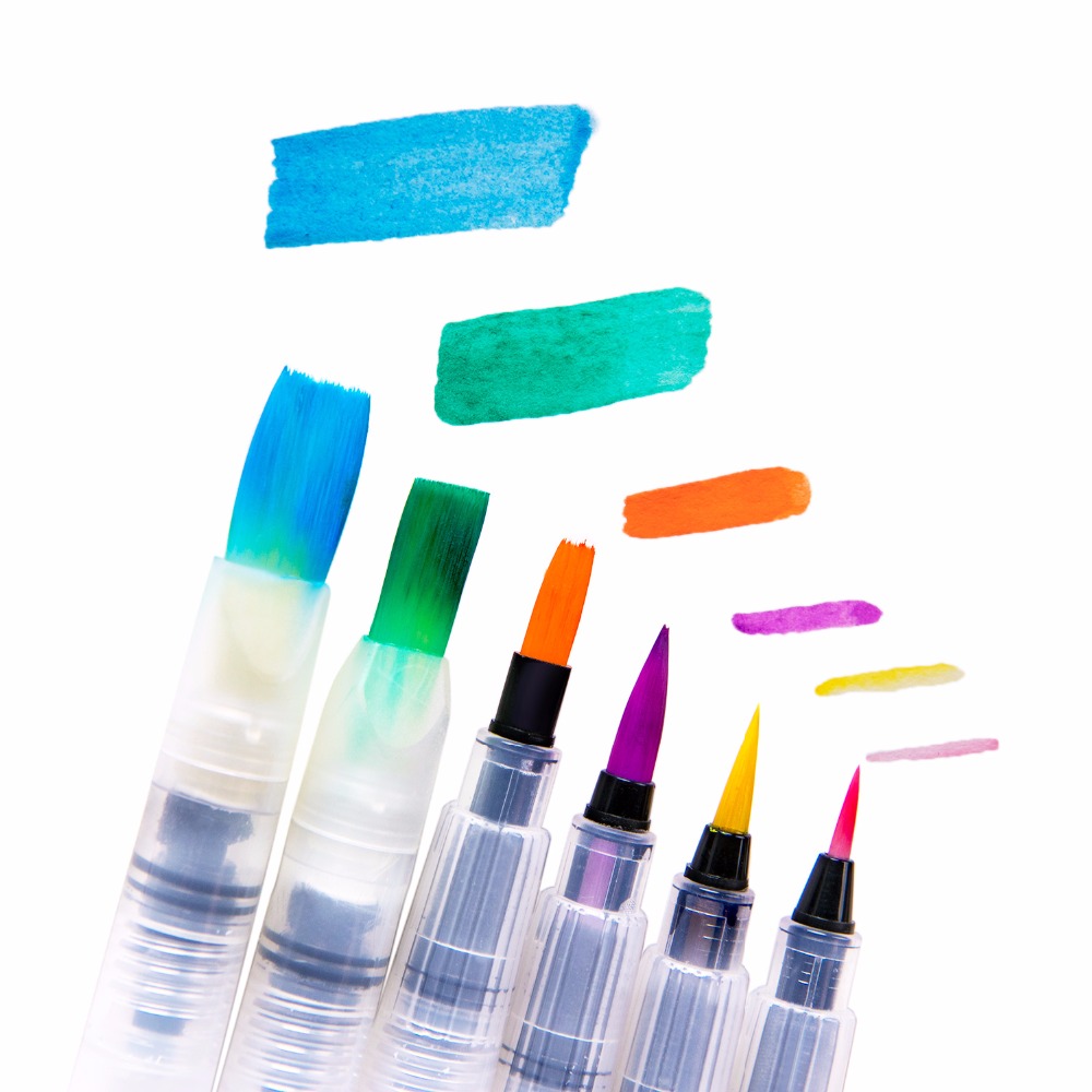 Лидер продаж, 6 шт., различные формы, большая емкость, Цветная кисть, ручки, набор для воды, для акварели, pinceles arte art, принадлежности