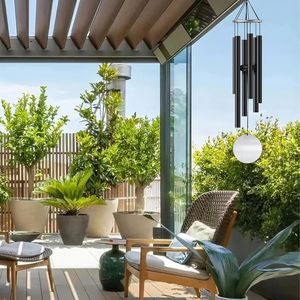 32-inch aluminum alloy 6-tube wind <b>chime</b> aluminum <b>ring</b>, indoor decoration, outdoor garden, good mood gift - Product Image 1