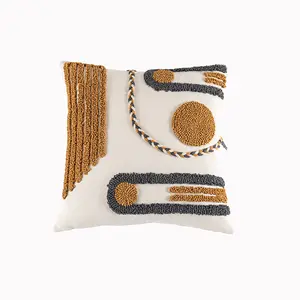 Fodere per cuscini in cotone trapuntato con Frange in treccia nordica marocchina Boho di lusso 45x45 fodera per cuscino o divano per la casa