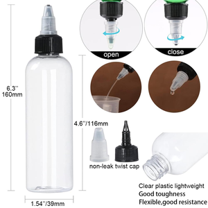 Free Samples 60ml 120ml 150ml 250ml Clear Amber Squeeze <b>Plastic</b> Paint Ink Hair Oil Applicator Bottle with Bamboo Twist Top <b>Cap</b> - Product Image 3