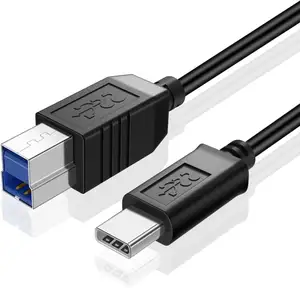 USBタイプCからタイプBケーブルブラック-リバーシブルタイプCを備えたアップストリーム標準USB3.1オスポート