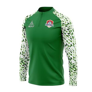 เสื้อกีฬาผู้ชายเข้ารูปสีเขียวแขนยาวสีตัดกันออกแบบโลโก้ระบายอากาศได้ดีสำหรับฤดูใบไม้ผลิ - Product Image 2