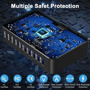 Station de charge <span class=keywords><strong>USB</strong></span> C GaN 540W à 10 ports, chargeur rapide PD 100W, hub de charge de bureau QC3.0 pour Steam Deck, compacte, idéale pour les voyages et le bureau - Product Image 3