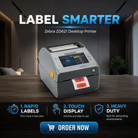 Printer Label Barcode Thermal Transfer Desktop RFID Zebra ZD621 dengan Antarmuka USB 300 DPI Tersedia untuk Pencetakan RFID UHF