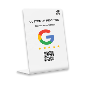 Carte NFC de présentation de table personnalisée en PVC mat blanc et noir avec impression pour avis Google et réseaux sociaux - Product Image 6