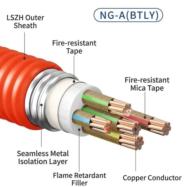 950°C Fire Resistant Mineral Insulated Cable NG-A 600V Flexible Armored Power Cable 12 14 AWG Fire Rated Wire