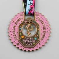 Medallas de Oro 3D Personalizadas para Gimnasia Rítmica y Fisicoculturismo, con Diseño de Flor Rosa y Brillantina Roja, para Danza y Carreras