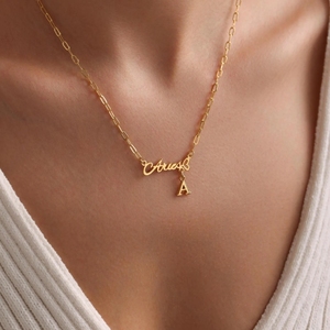 Pendentif 12 <span class=keywords><strong>mots</strong></span> et initiales du zodiaque Collier chaîne trombone plaqué or 18 carats cadeau pour son cadeau de Noël - Product Image 3