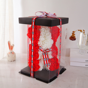 Ours en peluche rose en PE aux couleurs des drapeaux de plusieurs pays, fleur éternelle, cadeau mignon pour les fans et les amoureux du sport - Product Image 6