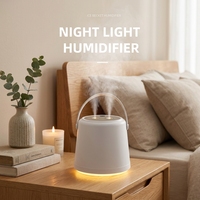 Humidificateur d'air portable de bureau en forme de lune, petit humidificateur d'aromathérapie LED pour chambre à coucher, avec buse décorative, mini humidificateur USB portable pour la maison