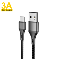 ASPOR AC-18 kabel Data nilon USB-C, 1m kepang Super cepat 3A pengisian tipe-c ke tipe-c USB3.0 untuk ponsel