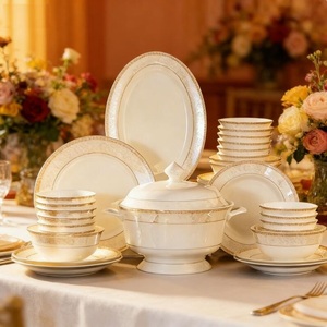 Ceramic Gold <b>Dinnerware</b> <b>Set</b> Luxury Fine Bone China Dinner Tableware <b>Sets</b> - Product Image 4