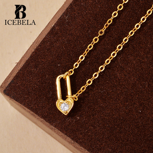 Joyería Fina de Plata 925, Regalos de Amor Dulce para el Día de San Valentín, Collares con Colgante de Corazón de Circonita Chapados en Oro de 18k, Modernos y Personalizados para Mujer - Product Image 4