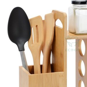 Estante de especias de bambú, soporte de almacenamiento de utensilios, estante organizador de encimera multifuncional - Product Image 5