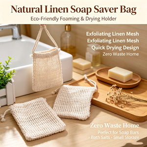 Sac en filet de sisal écologique pour <span class=keywords><strong>savon</strong></span>, pochette moussante pour <span class=keywords><strong>savon</strong></span>, sac exfoliant pour le corps, sac réutilisable pour économiser le <span class=keywords><strong>savon</strong></span>, pour la salle de bain et la <span class=keywords><strong>douche</strong></span> - Product Image 3