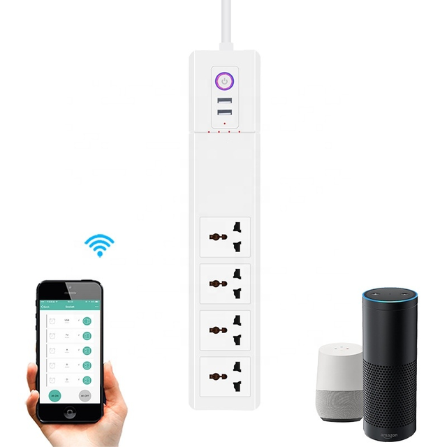 WiFi Smart Power Strip with 4 AC Outlets and 2 USB Ports Surge Protector Universal Multi Plug Sockets ABS Material