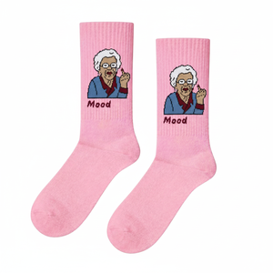 Calcetines de Tenis Transpirables de Color Rosa para Abuela, Diseño Jacquard con Bordado y Logotipo Personalizado, Tejido, Talla Única para Uso Diario en Invierno - Product Image 2