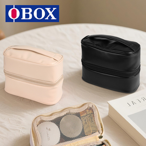 Obox กระเป๋าเครื่องสำอาง PU แท้สำหรับเดินทางกระเป๋าเครื่องสำอางทันสมัยพร้อมที่เก็บของที่แข็งแรงกระเป๋าเครื่องแป้งแฟชั่นสำหรับการออกนอกบ้าน - Product Image 1