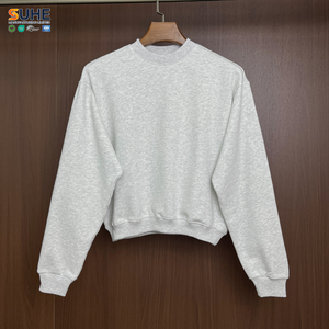 Sweat-shirt en molleton de coton pour femme SUHE, col rond, brodé, écologique, classique, manches longues, pull court, décontracté - Product Image 4