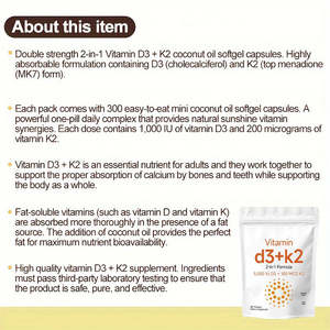 पुरुषों के लिए ओएम सीधे निर्माता के खाद्य पूरक 180 विटामिन डी 3 + k2 नवजात के 0.5 जी सॉफ्टजेल कैप्सूल - Product Image 4
