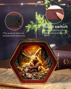 3D Wooden Puzzle Bear Family Night Light, DIY Hexagonal Paper Carving Lamp, Creative LED Desk Lamp Gift for Home Decor - Product Image 4