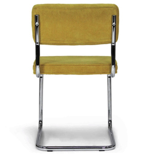 <span class=keywords><strong>Chaise</strong></span> de salle à manger en porte-à-faux en <span class=keywords><strong>tissu</strong></span> rembourré <span class=keywords><strong>jaune</strong></span> moutarde confortable et élégante sans accoudoirs - Product Image 4