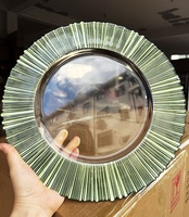 Assiette de présentation ronde en verre de luxe, écologique et durable, avec bordure verte, pour décoration de mariage, style bohème