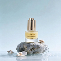 Flacon compte-gouttes en verre cylindrique de 15 ml à base épaisse avec pompe poussoir, flacon de sérum, emballage personnalisé pour huile essentielle et sérum capillaire, OEM