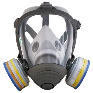 Máscara de gas de cono de cara completa de silicona de doble bote suave efectiva para la industria química de bomberos con doble tiempo