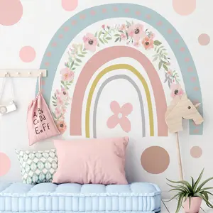 Custom Design Diy Decoratieve Rainbow Dots Muursticker Kinderen Kamer Decoratie Sticker Verwijderbare Muurtattoo