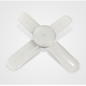 Ventilateur de plafond LED 5 pales, corps en plastique, douille E27, AC 85-265V, montage encastré, blanc, design moderne, moteur DC, dimmable, 5 vitesses - Product Image 3