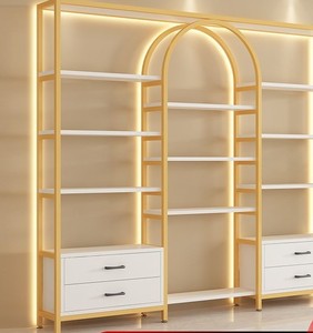 Étagères de présentation de luxe en bois pour magasins de beauté 2025, présentoirs de soins de la peau, étagères murales métalliques pour cosmétiques pour boutiques de cosmétiques - Product Image 4