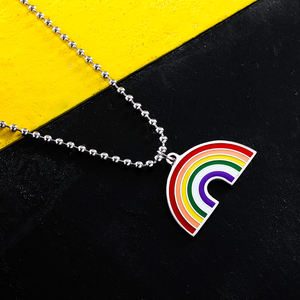 Arte Lobo joyería de moda lindo hombres mujeres niños amistad de color personalizado esmalte encanto Arco Iris COLLAR COLGANTE cadena - Product Image 3