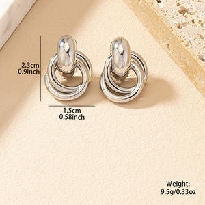 Boucles d'oreilles géométriques Boucles d'oreilles à nœud épais pour femmes Boucles d'oreilles pendantes torsadées Boucles d'oreilles tendance Bijoux de mode Cadeaux - Product Image 4