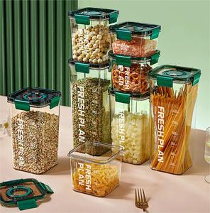 BPA Free Air Tight Plastic Pantry Organization Storage Sealed Airtight Food Containers Kitchen Organizer Set With Lids