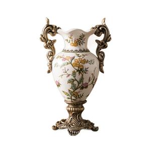 Vase en céramique sur pied en forme de trophée binaural européen, écologique, léger, avec un design de glaçure colorée en décalcomanie - Product Image 5