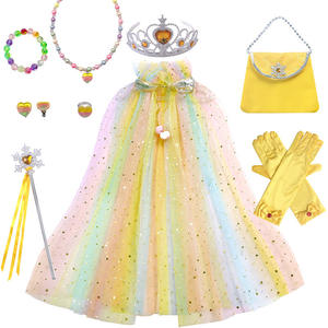 Cappa per ragazze da principessa per festa di compleanno di natale con corona di Tiara gioielli per bambine che si vestono in Costume - Product Image 2