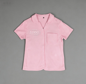 Camisa de Pijama Personalizada de Alta Calidad para Hombre, Tela de Toalla Rosa, Bordado de Estrellas, Manga Corta, Personalizada - Product Image 1