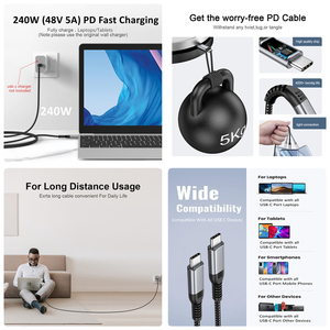 <span class=keywords><strong>Cable</strong></span> de Carga <span class=keywords><strong>Tipo</strong></span> <span class=keywords><strong>C</strong></span>, <span class=keywords><strong>Cable</strong></span> USB <span class=keywords><strong>C</strong></span>, <span class=keywords><strong>Cable</strong></span> <span class=keywords><strong>Tipo</strong></span> <span class=keywords><strong>C</strong></span> USBC a USBC, 240W 5A, <span class=keywords><strong>Cable</strong></span> de Carga PD3.1 EPR con Trenzado de Nailon Personalizado de Fábrica - Product Image 2