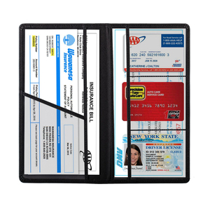 Portatarjetas de registro de seguro de coche con logotipo personalizado, billetera de cuero Pu Premium, organizador de documentos, tarjetero de coche - Product Image 3