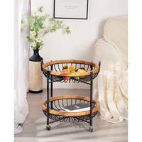 Table d'appoint avec chariot de rangement de classe Table de service de salon vintage de luxe Table basse à 2 niveaux avec roue