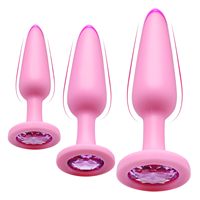 Ensemble de 3 Plugs Anaux en Silicone Gem, 100% Étanche, Écologique, Utilisation Débutant à Avancé, pour Femmes, Hommes, Couples